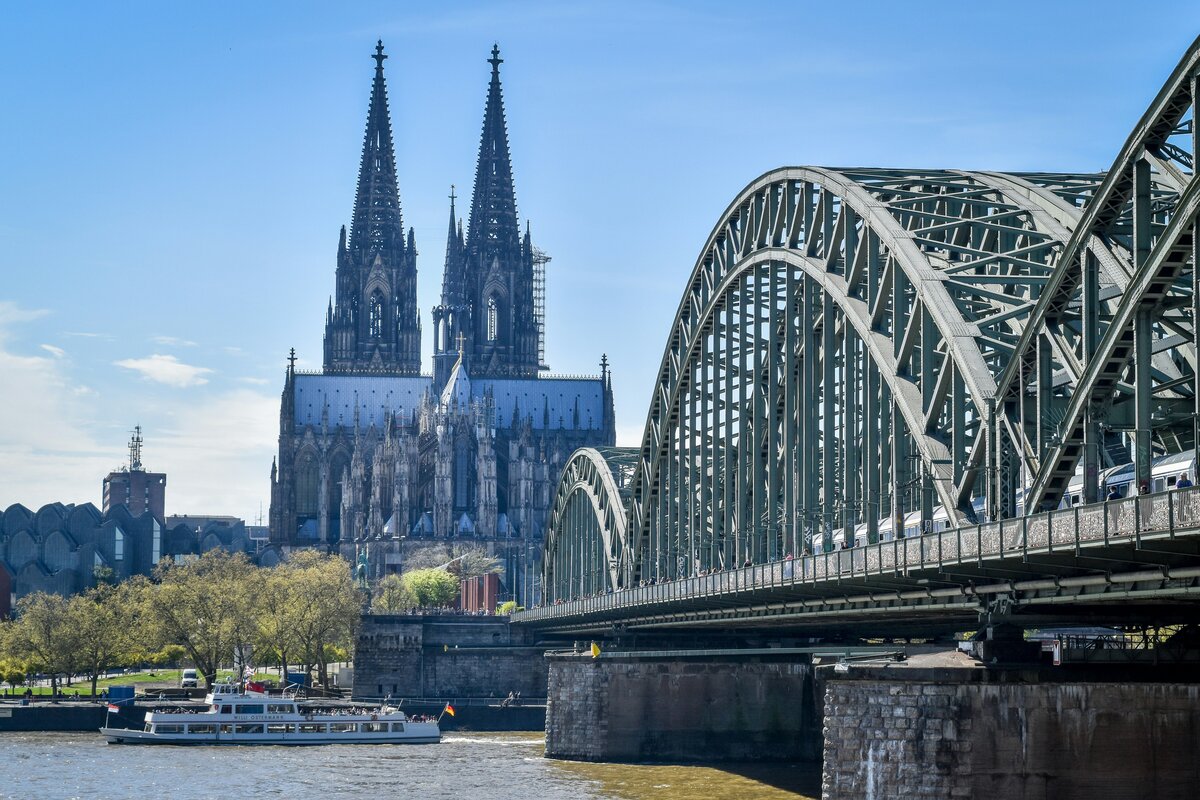 Cologne Cathedral above the Rhine riverfront