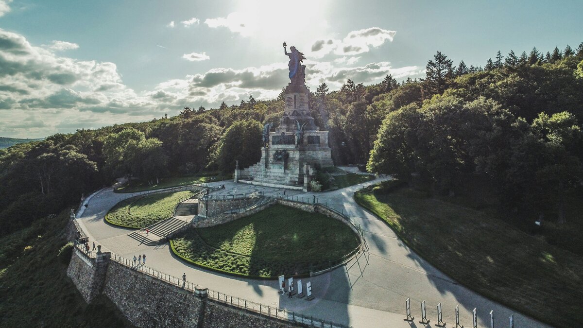 Rhine Gorge with hilltop castles and vineyards