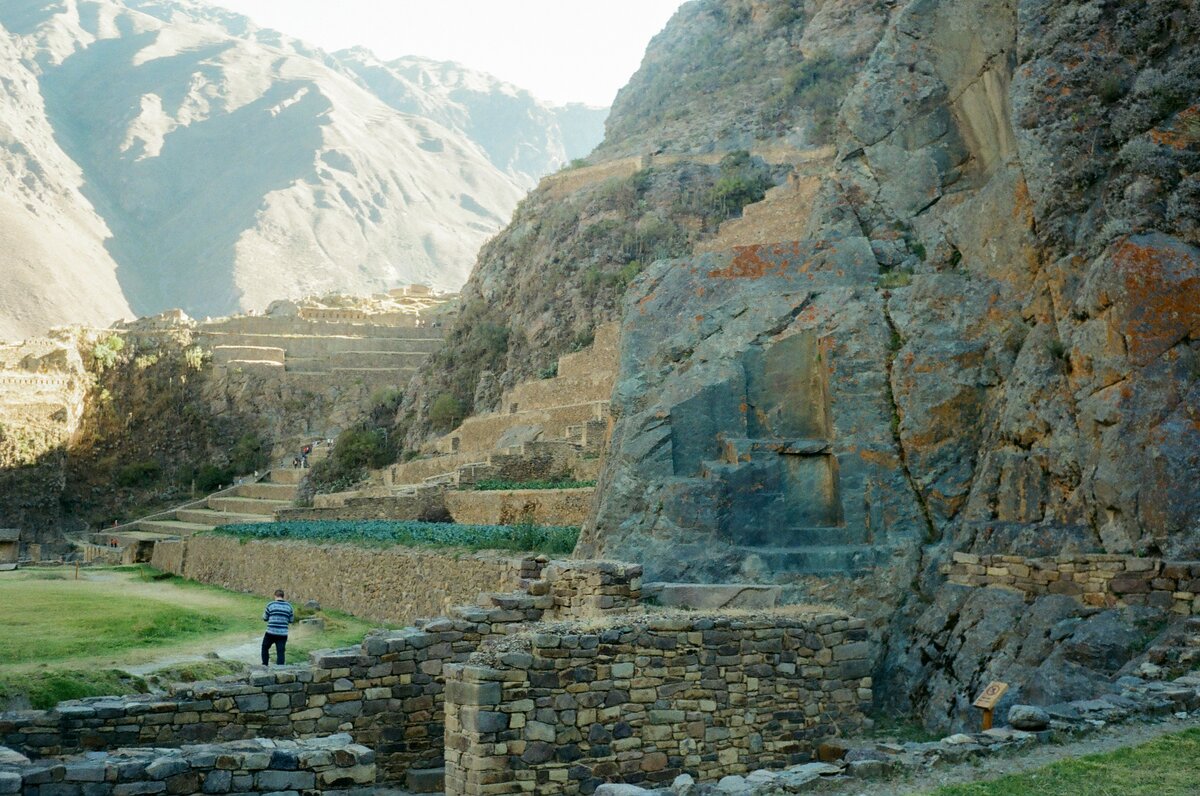 Terraced hills and river winding through Peru’s Sacred Valley